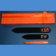 BOHEMIA dárková sada skleněných pilníků Swarovski 2SW +pinzeta oranžová motiv Pinzety a sady